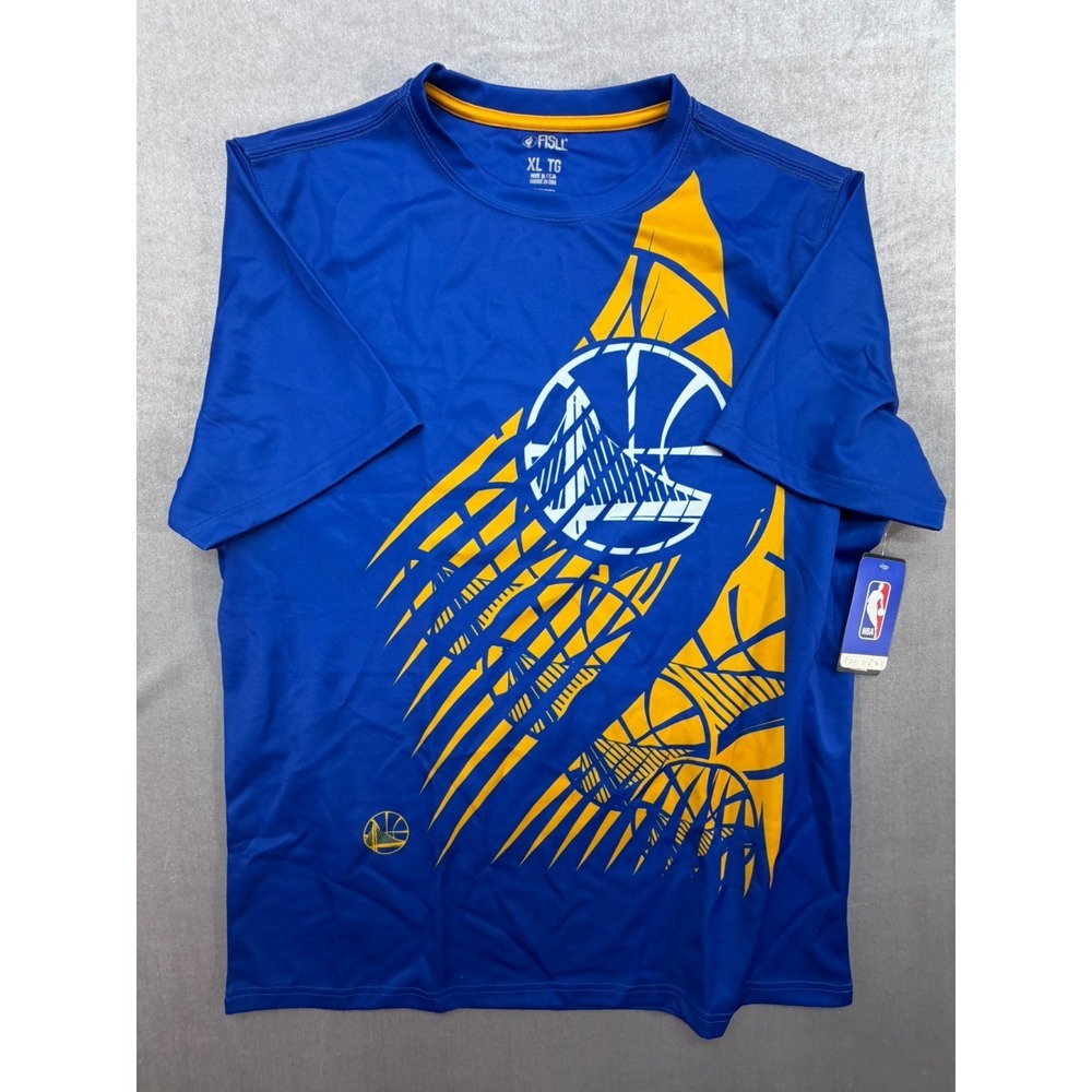 New FISLL NBA Golden State Warriors Shirt Blue Yellow XL‎